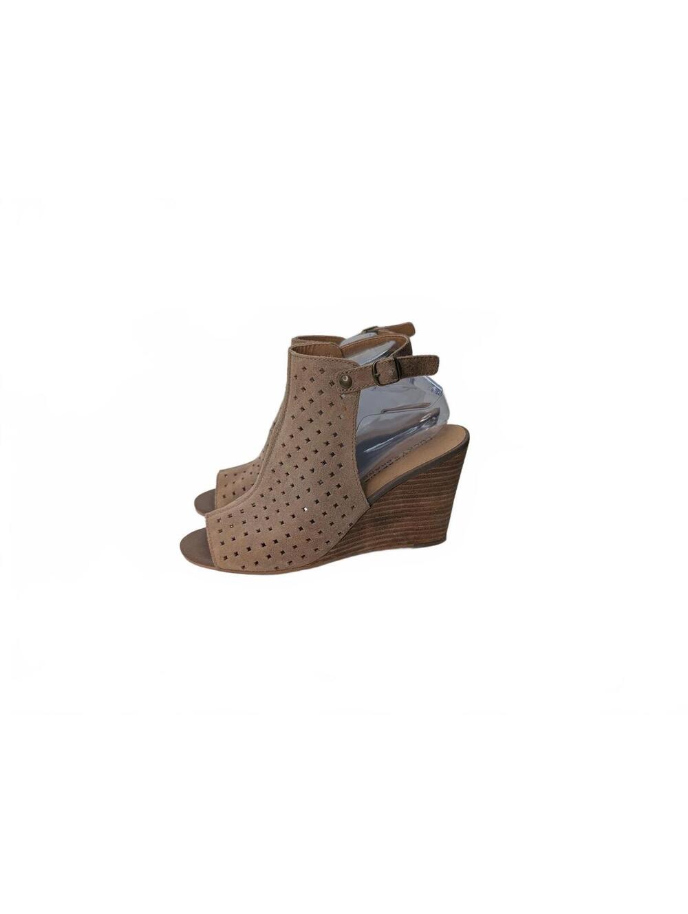 Lucky Brand Women's Brown Suede Open Toe Wedge Sandals Size 8